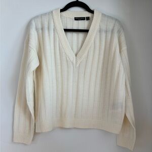 Brave Soul Women's Ivory V-Neck Sweater